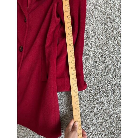 Ellen Tracy Women's Size 10 Red Wool Blend Coat W/ Angora Button - Picture 13 of 13